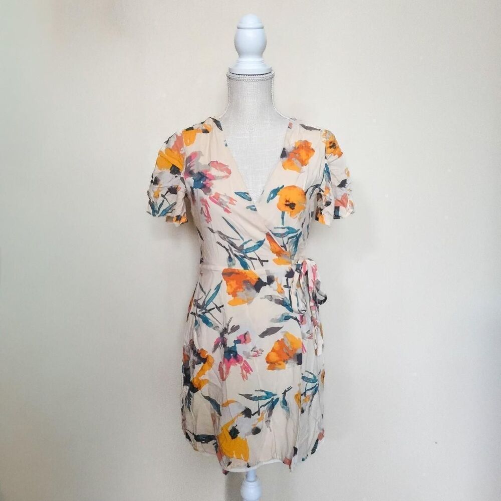 BCBG Generation Floral Print Flowy Wrap Dress